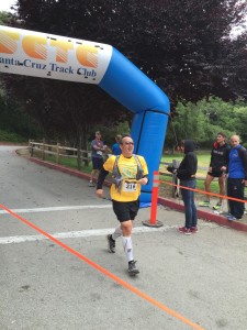 smiling at the finish line